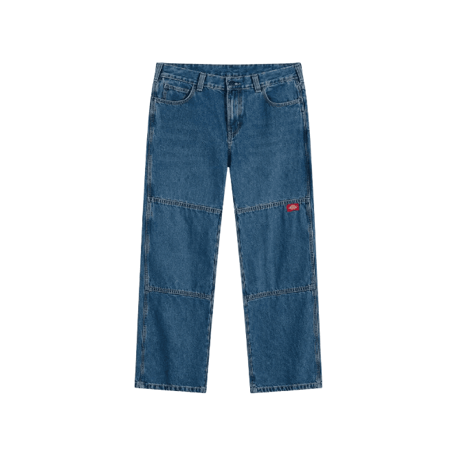 Dickies Dbl Knee Loose Fit Jeans in Mid Blue Fade Wash