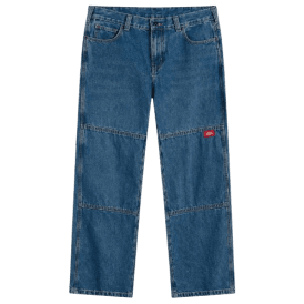 Dickies Dbl Knee Loose Fit Jeans in Mid Blue Fade Wash