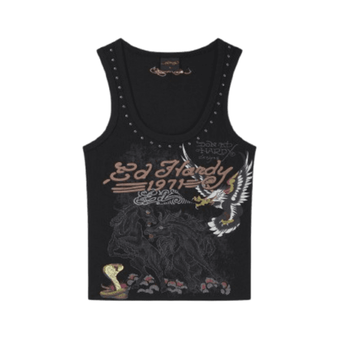 Ed Hardy Battle Fitted Vest Top Black