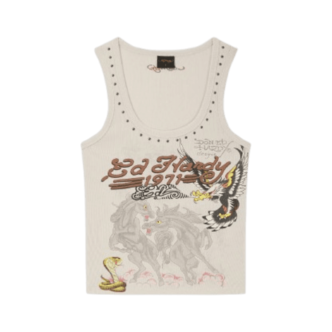 Ed Hardy Battle Fitted Vest Top Grey