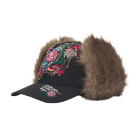 Ed Hardy Crawling Dragon Trapper Cap Black