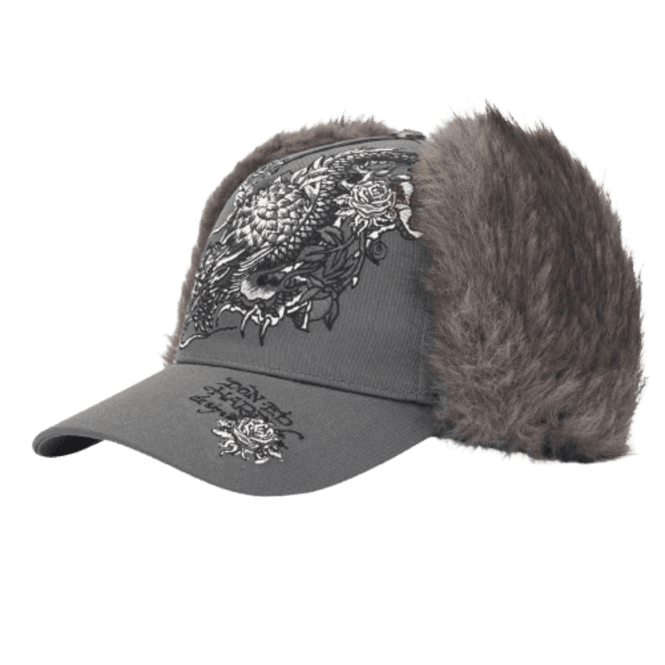 Ed Hardy Crawling Dragon Trapper Cap Grey