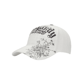 Ed Hardy Distressed Floral Gothic 5 Panel Trucker Cream