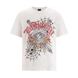 Ed Hardy Gothic Lightning Eagle Diamante T-Shirt - White