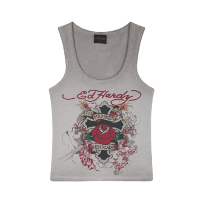 Ed Hardy In Memory Vest Top in Grey
