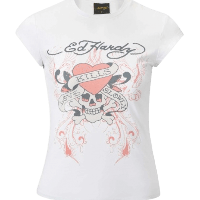 Ed Hardy Love Kills Cap Sleeve in White