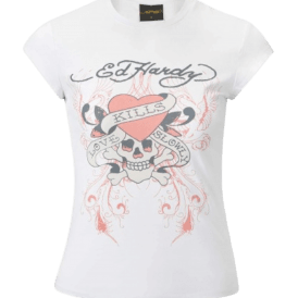 Ed Hardy Love Kills Cap Sleeve in White
