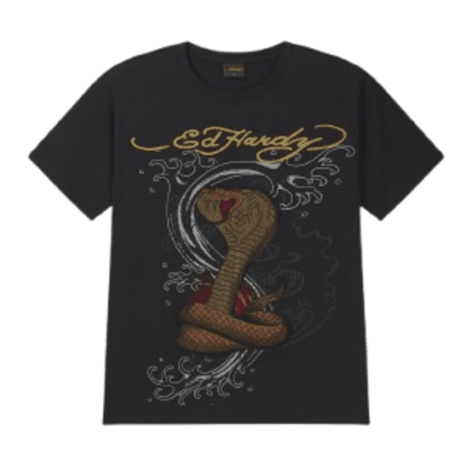 Ed Hardy Mens Diamante Serpent Graphic T Shirt Black