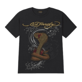 Ed Hardy Mens Diamante Serpent Graphic T Shirt Black