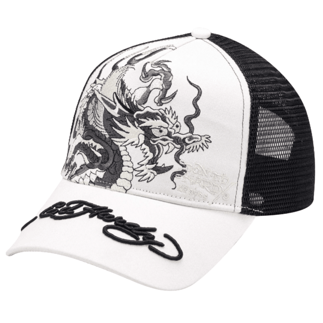 Ed Hardy Mono Giant Dragon Trucker - White/Black