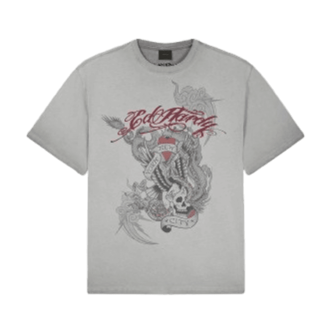 Ed Hardy Oil Wash Storming Ny T-shirt in Grey