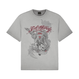 Ed Hardy Oil Wash Storming Ny T-shirt in Grey