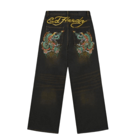 Ed Hardy Slithering Dragon Xxtra Jeans in Sandy Black