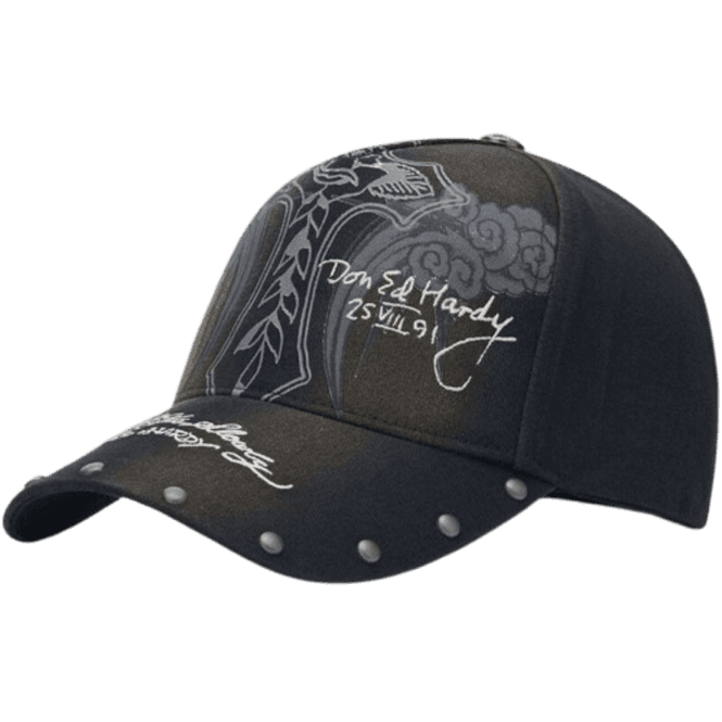 Ed Hardy Storming Rose 5 Panel Trucker Cap in Black