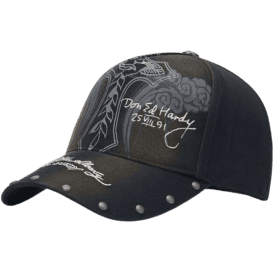 Ed Hardy Storming Rose 5 Panel Trucker Cap in Black