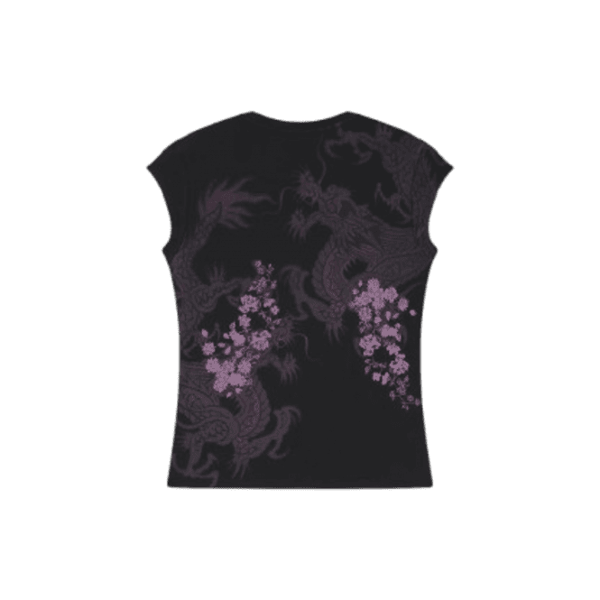 Ed Hardy Tattoo City Cap Sleeve Top in Black