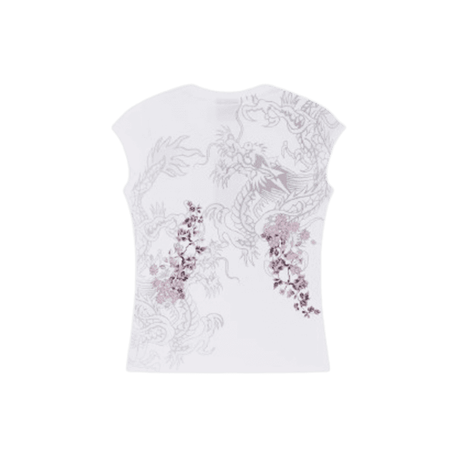 Ed Hardy Tattoo City Cap Sleeve Top in White