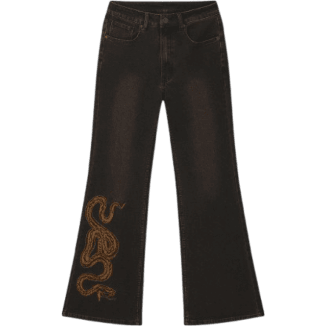 Ed Hardy Twisted Serpent Flared Jeans Washed Black