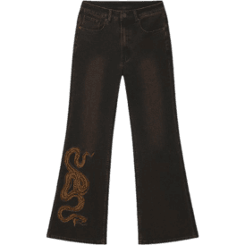 Ed Hardy Twisted Serpent Flared Jeans Washed Black