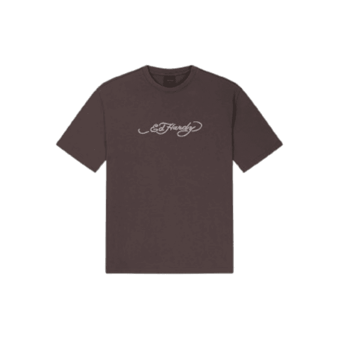 Ed Hardy Webbed Skull Graphic T-shirt Brown