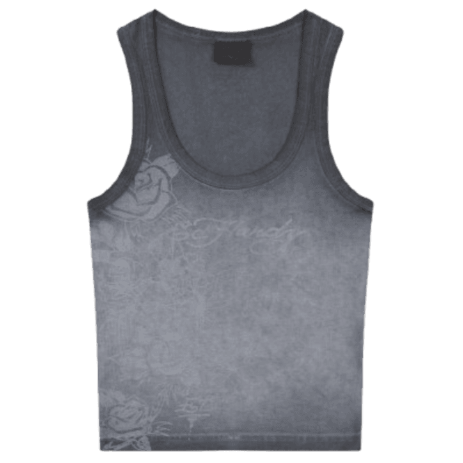 Ed Hardy Wmns Floral Tattoo Vest Blue/black