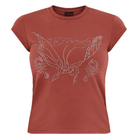 Ed Hardy Women's Butterfly Diamante Cap Sleeve - Red