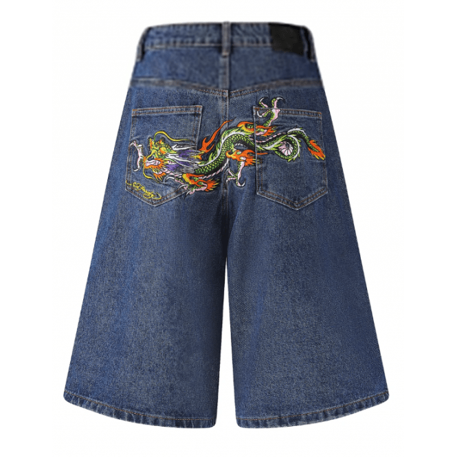 Ed Hardy Women's Dragon Crawl Jean Short Jort - Indigo Blue