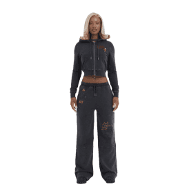 Ed Hardy Women's Flaming Tiger Cropped Zip Thru Tracktop - Black