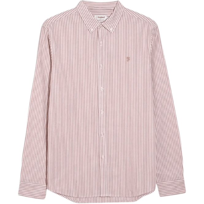 Farah Brewer Stripe Shirt in Coral Reef
