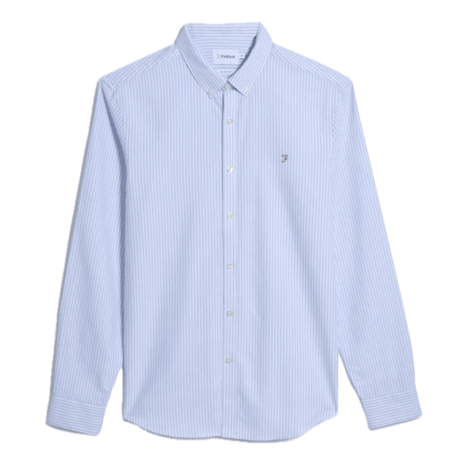 Farah Brewer Striped Long Sleeve Shirt - Sky Blue/White