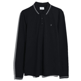 Farah Elton Long Sleeve Polo Shirt - Black