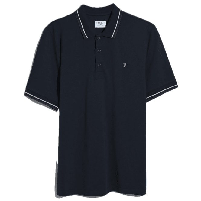 Farah Elton Short Sleeve Polo Shirt True - Navy
