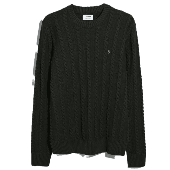 Farah Knight Cable Knit Sweater - Evergreen
