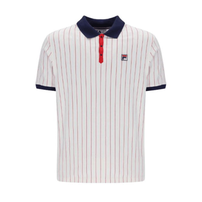 Fila BB1 Classic Vintage Striped Polo White, Fila Navy and Fila Red