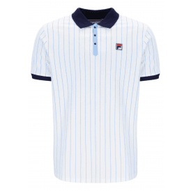 Fila BB1 Classic Vintage Striped Polo - White/Navy/Vista Blue