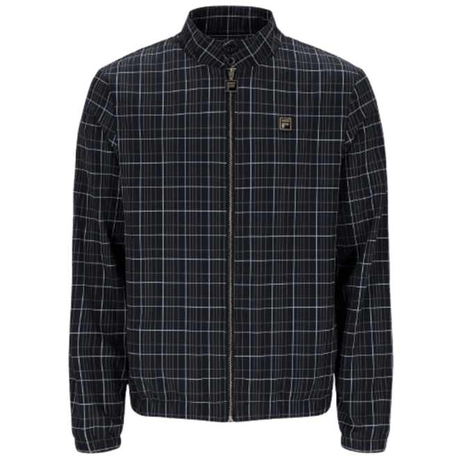 Fila Brio Printed Check Biker Neck Jacket in Black