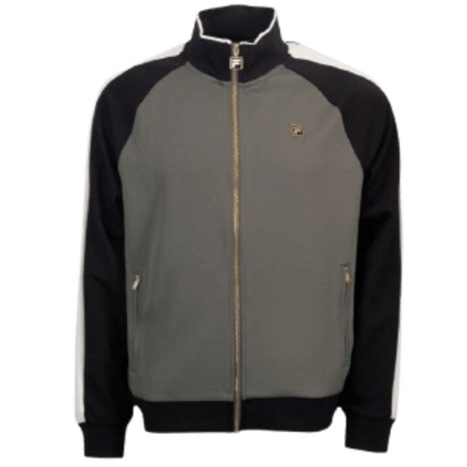 Fila Cory Colour Block Track Jacket in Gunmetal/black/white Down