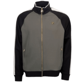 Fila Cory Colour Block Track Jacket in Gunmetal/black/white Down