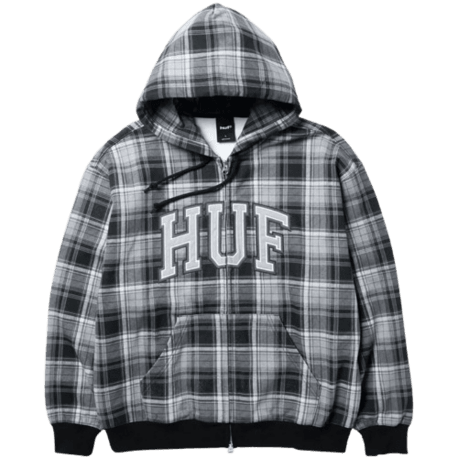 Huf Arch Plaid Fz Heavyweight Hoodie in Black