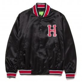HUF Crackerjack Satin Baseball Jacket in Black