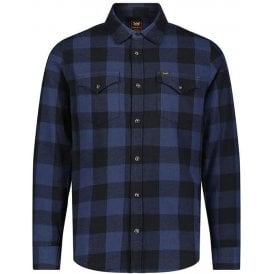 Lee Clean Western Plaid Button Up Shirt - Buffalo Blue