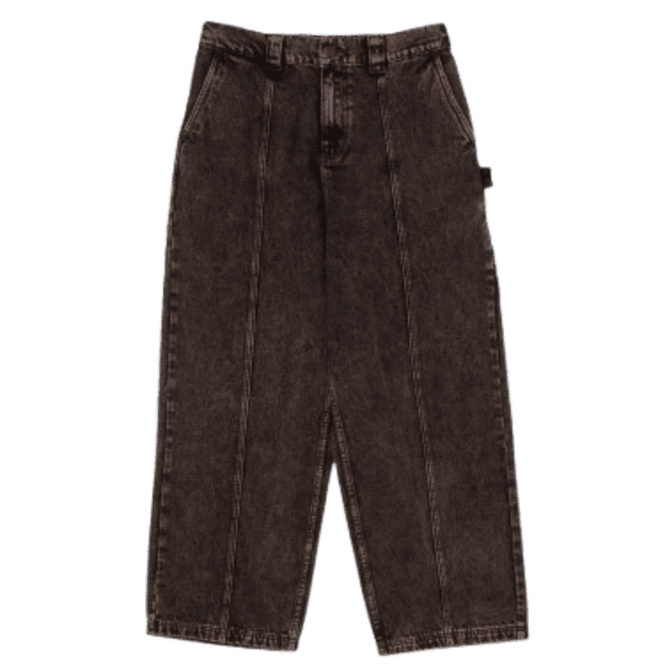 Poetic Collective Denim Split Pant Brown Acid Wash