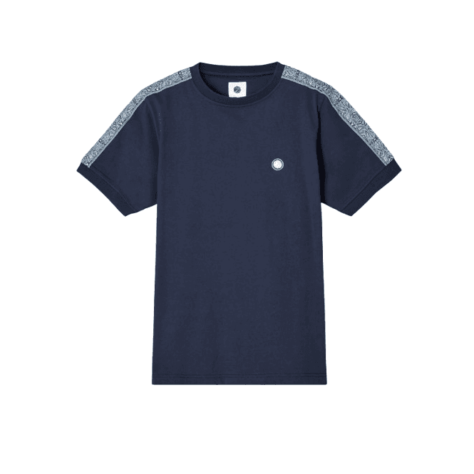 Pretty Green Eclipse Paisley Tape T-Shirt - Navy