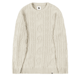 Pretty Green Marylebone Paisley Cable Knit Jumper - Stone