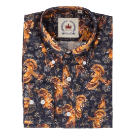 Relco Flying Bird Print L/s Shirt Navy