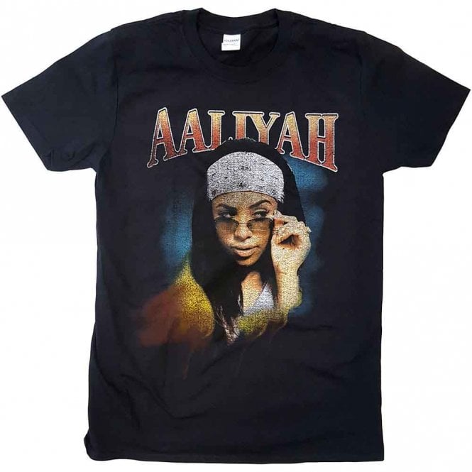 Rock Off Aaliyah Trippy T Shirt in Black