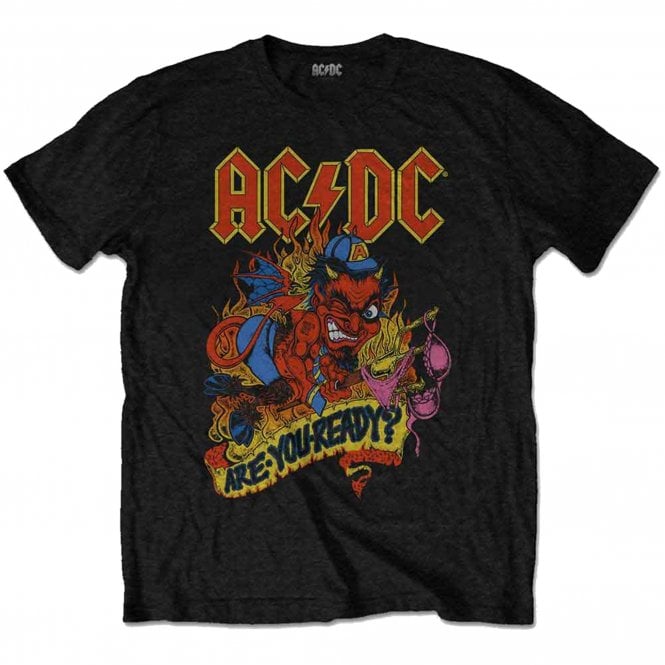 Rock Off ACDC Are You Ready T Shirt in Black