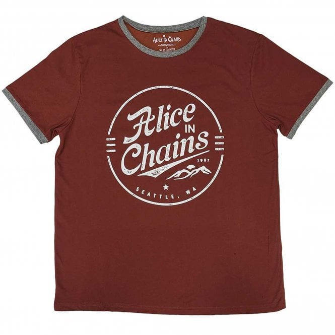 Rock Off Alice In Chains circle Emblem in Ringer Red