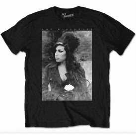 Rock Off Amy Winehouse Flower Portrait T Shirt - Black