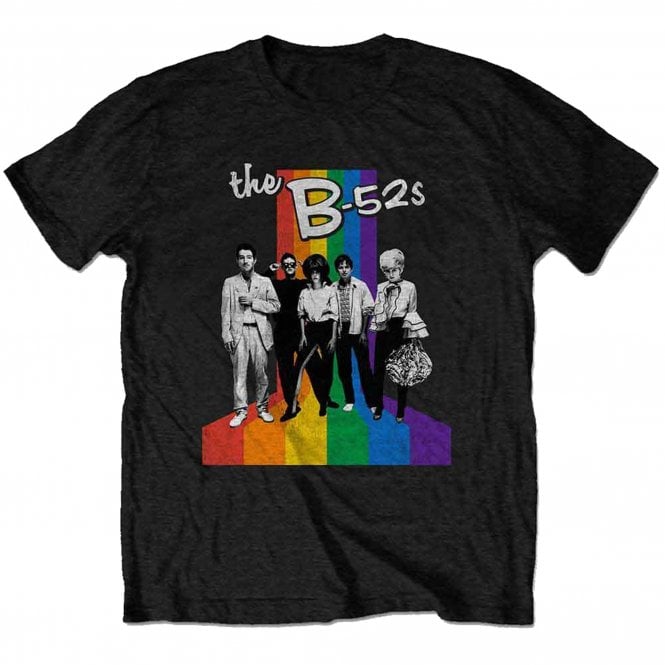 Rock Off B52s Rainbow Stripe T Shirt in Black
